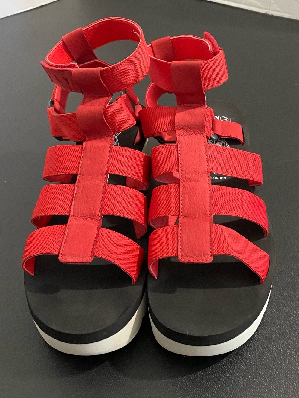 Fly London Yufi Platform Wedge Heel Gladiator Sandals Red Sporty Size 41 10 - Picture 4 of 16